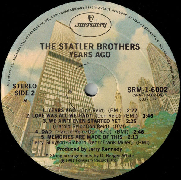 The Statler Brothers : Years Ago (LP, Album, 26 )