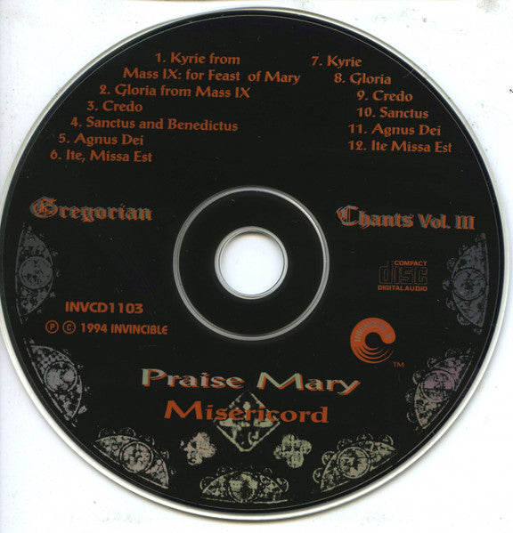 Misericord : Praise Mary: Gregorian Chants Vol. III With Sounds Of Nature (CD)