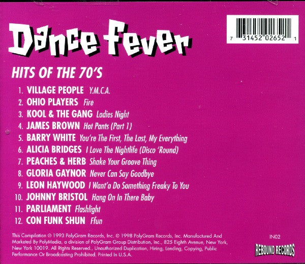 Various : Dance Fever (Hits Of The 70's) (CD, Comp, RE)