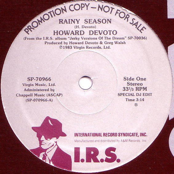 Howard Devoto : Rainy Season (12", Promo)