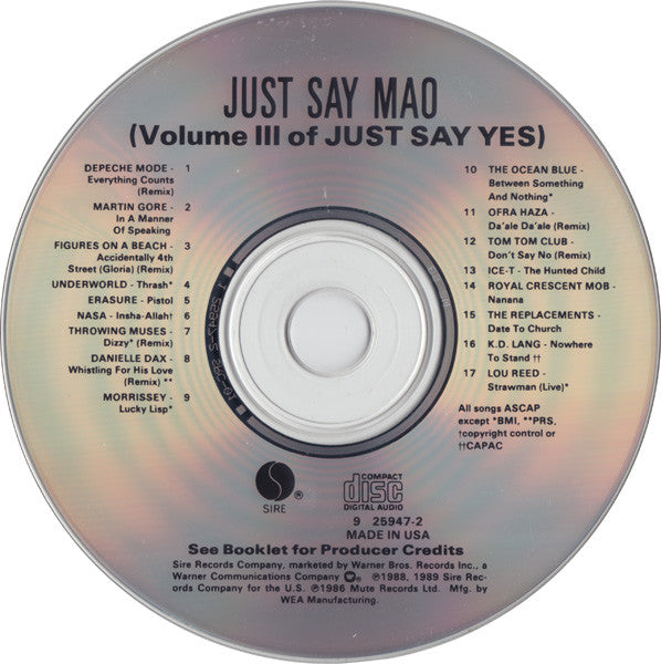 Various : Just Say Mao (Volume III Of Just Say Yes) (CD, Comp)