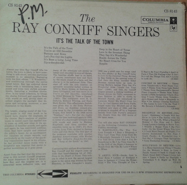 Ray Conniff And The Singers : It's The Talk Of The Town (LP, Album)