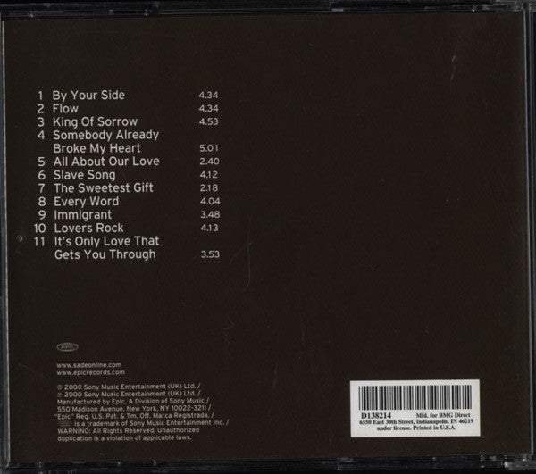 Sade : Lovers Rock (CD, Album, Club)