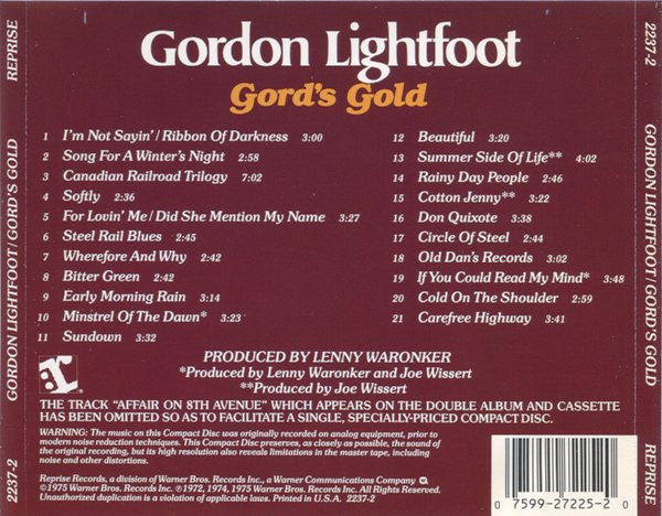 Gordon Lightfoot : Gord's Gold (CD, Comp)
