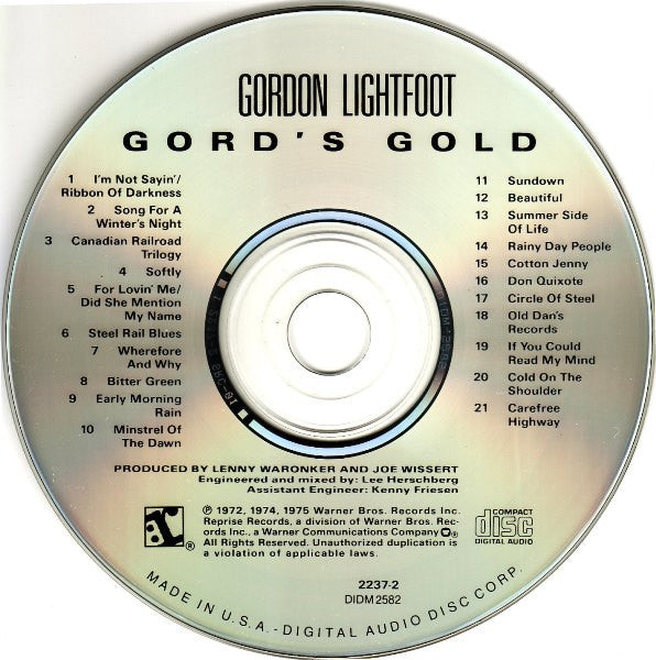 Gordon Lightfoot : Gord's Gold (CD, Comp)