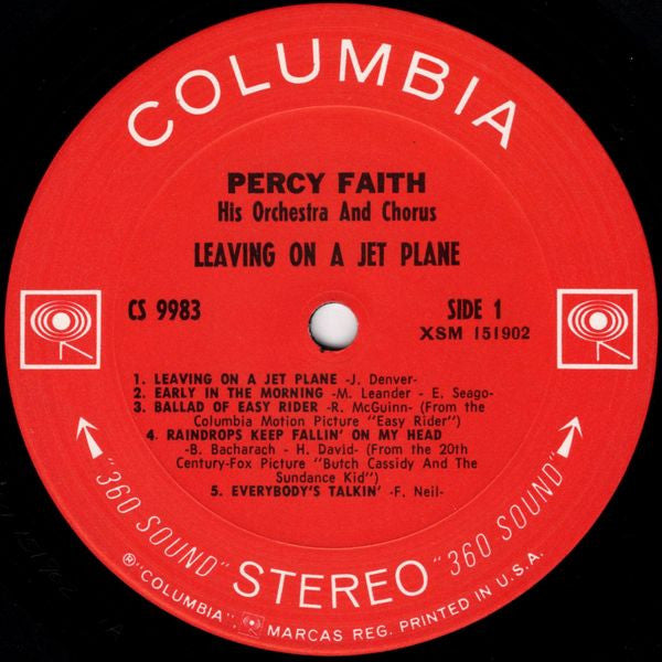 Percy Faith And His Orchestra And Chorus : Leaving On A Jet Plane (LP, Album)