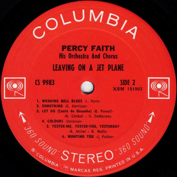 Percy Faith And His Orchestra And Chorus : Leaving On A Jet Plane (LP, Album)