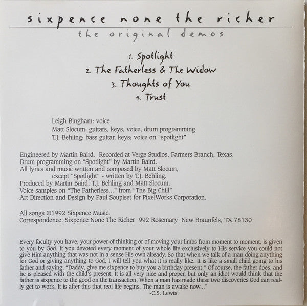 Sixpence None The Richer : The Original Demos (CD, EP, RE)