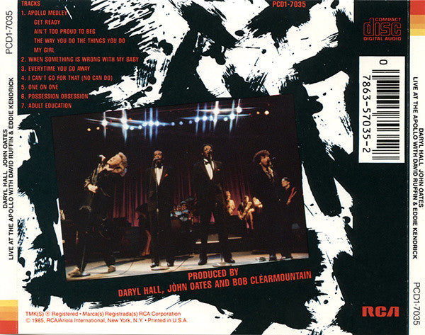 Daryl Hall & John Oates With David Ruffin & Eddie Kendricks : Live At The Apollo (CD, Album)