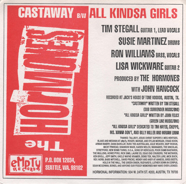 The Hormones (2) : Castaway (7", Single)
