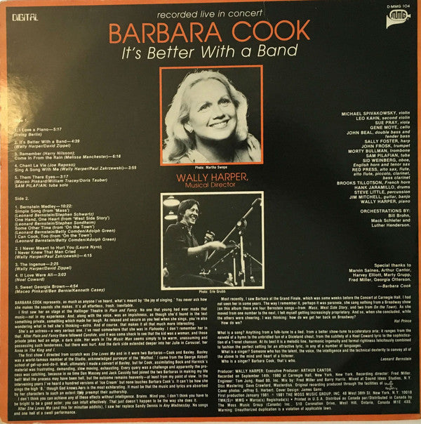 Barbara Cook - It's Better With A Band (LP) (VG+) - Endless Media