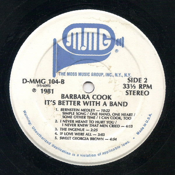 Barbara Cook - It's Better With A Band (LP) (VG+) - Endless Media