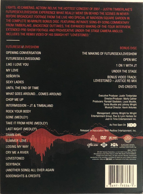 Justin Timberlake : Futuresex/Loveshow (Live From Madison Square Garden) (2xDVD, Multichannel, NTSC)