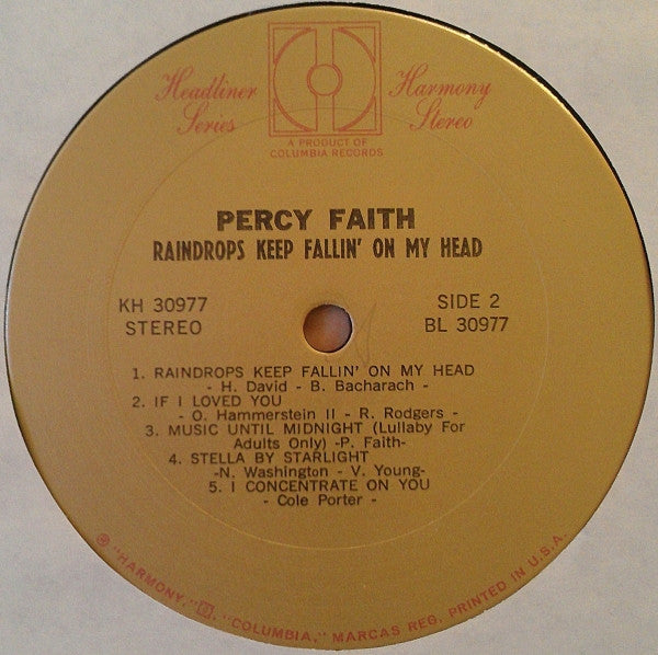 Percy Faith - Raindrops Keep Fallin' On My Head (LP) (G+) - Endless Media