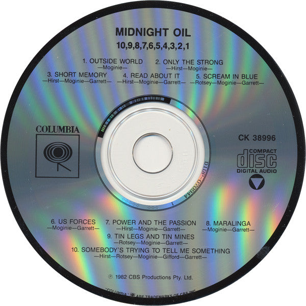 Midnight Oil : 10, 9, 8, 7, 6, 5, 4, 3, 2, 1 (CD, Album, DAD)