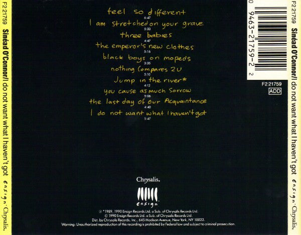 Sinéad O'Connor : I Do Not Want What I Haven't Got (CD, Album, Cap)