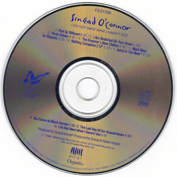 Sinéad O'Connor : I Do Not Want What I Haven't Got (CD, Album, Cap)