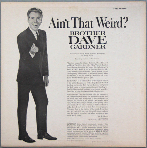 Brother Dave Gardner : Ain't That Weird (LP, Album, Mono, Roc)