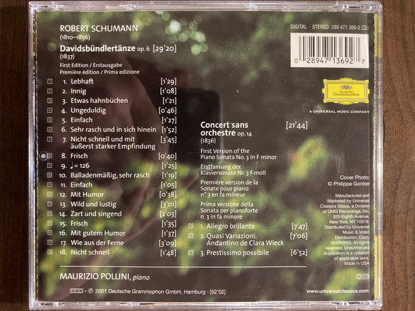 Robert Schumann, Maurizio Pollini : Davidsbündlertänze • Concert Sans Orchestre (CD)
