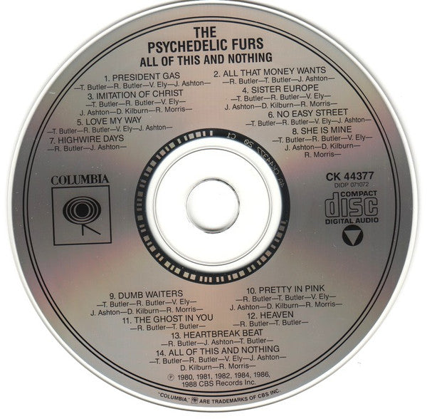 The Psychedelic Furs : All Of This And Nothing (CD, Comp, RE)