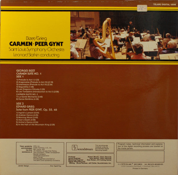 Georges Bizet / Edvard Grieg, Saint Louis Symphony Orchestra, Leonard Slatkin - Carmen / Peer Gynt (LP) (VG+) - Endless Media