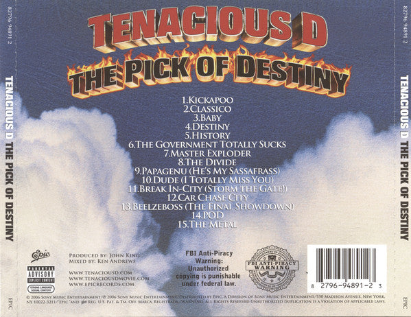 Tenacious D : The Pick Of Destiny (CD, Album, Ltd)