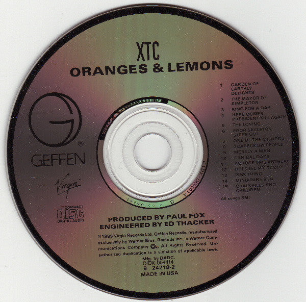 XTC : Oranges & Lemons (CD, Album)