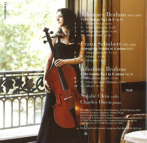 Johannes Brahms, Franz Schubert, Natalie Clein, Charles Owen (2) : Cello Sonatas Nos. 1 & 2, Arpeggione Sonata (CD, Album)