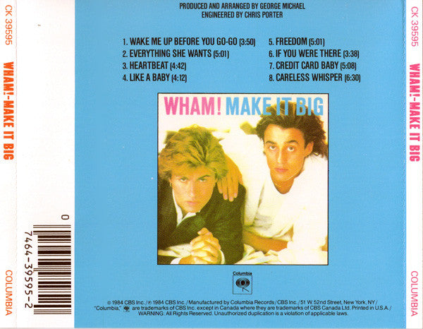 Wham! : Make It Big (CD, Album, RE)