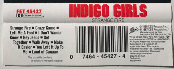 Indigo Girls : Strange Fire (Cass, Album, Dol)