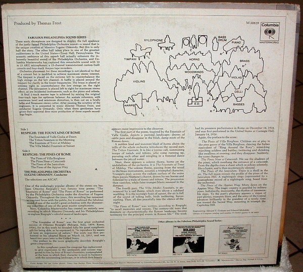 Ottorino Respighi • Eugene Ormandy • The Philadelphia Orchestra : The Fountains Of Rome • The Pines Of Rome (LP, Album)