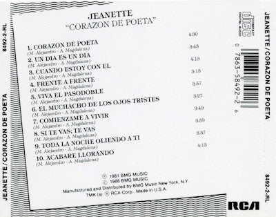 Jeanette (6) : Corazon De Poeta (CD, Album, RE)