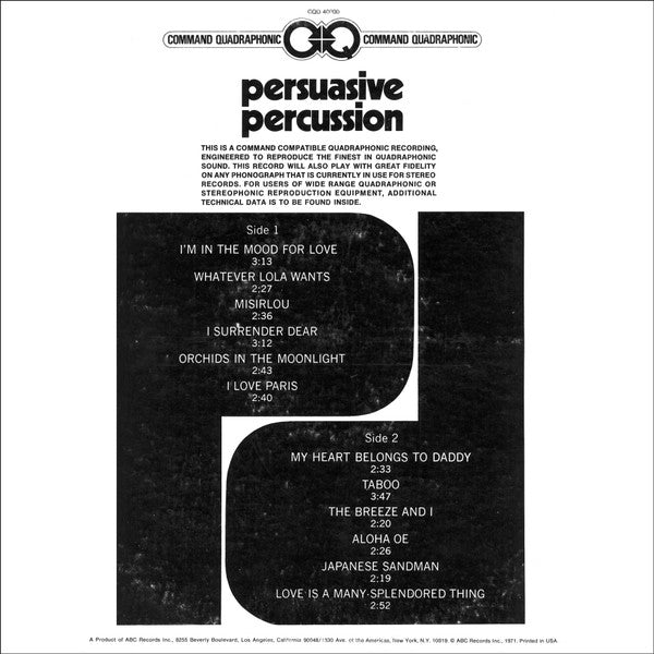 Terry Snyder And The All Stars : Persuasive Percussion (LP, Quad, RE)