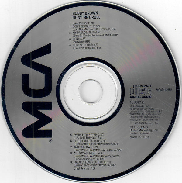 Bobby Brown : Don't Be Cruel (CD, Album, Club)