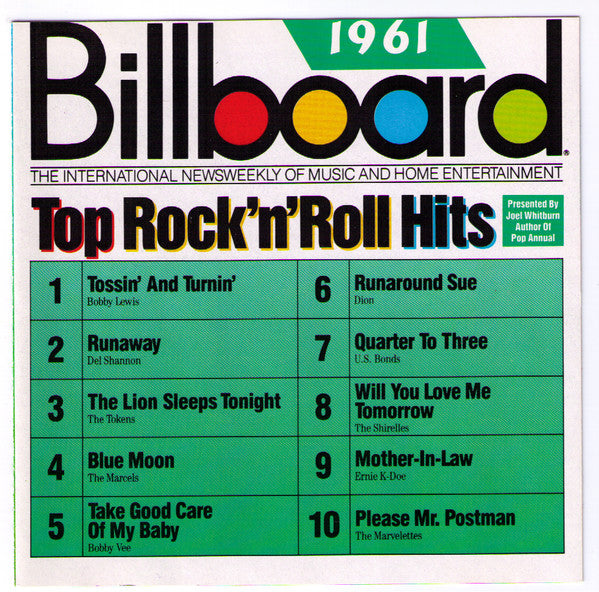 Various : Billboard Top Rock'N'Roll Hits - 1961 (CD, Comp, RE)
