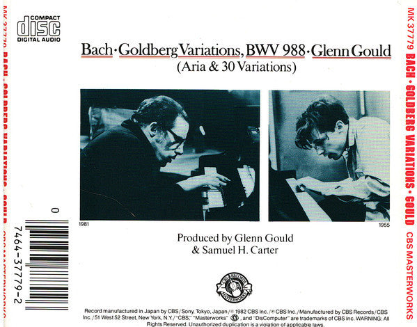 Johann Sebastian Bach - Glenn Gould : The Goldberg Variations (CD, Album, RP)