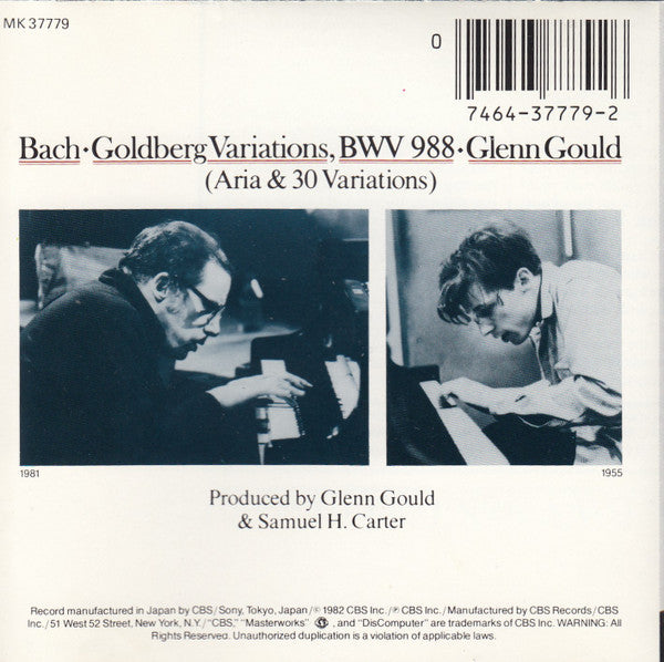 Johann Sebastian Bach - Glenn Gould : The Goldberg Variations (CD, Album, RP)