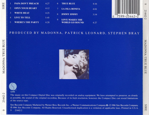 Madonna : True Blue (CD, Album, Spe)