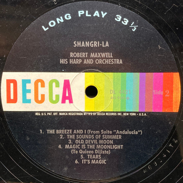 Robert Maxwell, His Harp And Orchestra - Shangri-La (LP) (VG) - Endless Media