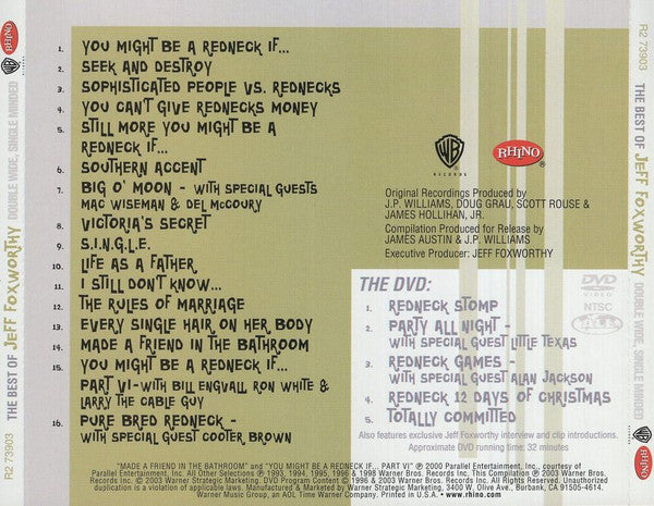 Jeff Foxworthy : The Best Of Jeff Foxworthy (Double Wide, Single Minded) (CD, Comp, RM, RP + DVD-V, RP, NTSC, CI/)