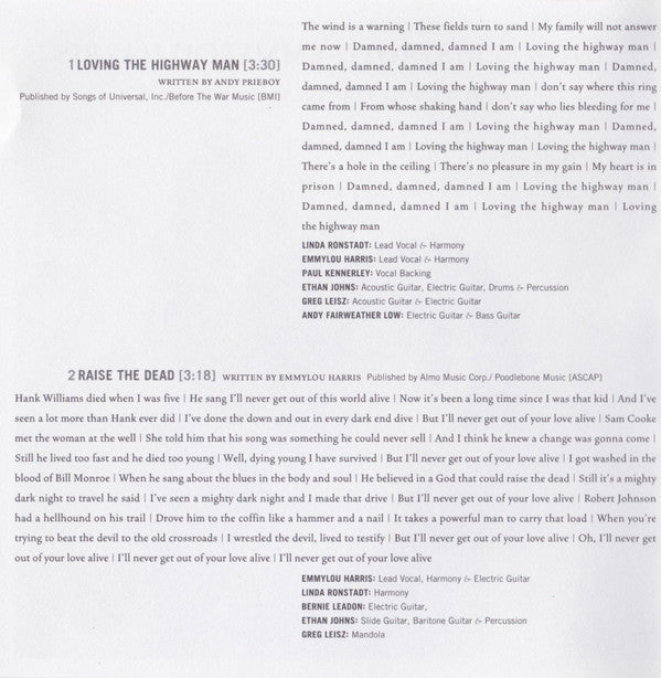 Linda Ronstadt and Emmylou Harris : Western Wall - The Tucson Sessions (CD, Album)