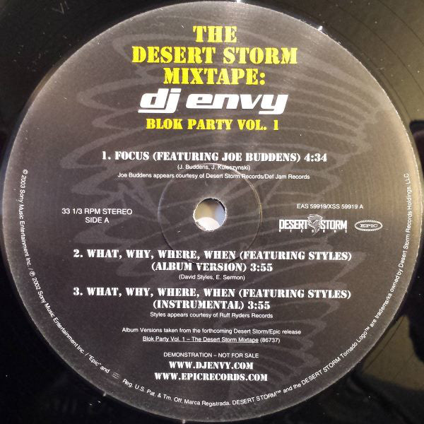 DJ Envy : The Desert Storm Mixtape: Blok Party Vol.1 (12", Single, Promo)