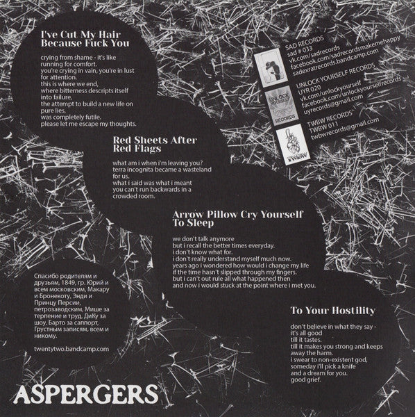 Aspergers / 1849 : Aspergers / 1849 (7", EP, Ltd)