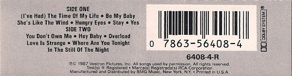 Various : Dirty Dancing (Original Soundtrack From The Vestron Motion Picture) (Cass, Album, Comp, Whi)