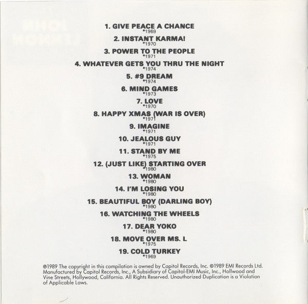 John Lennon : The John Lennon Collection (CD, Comp, Club, RE)