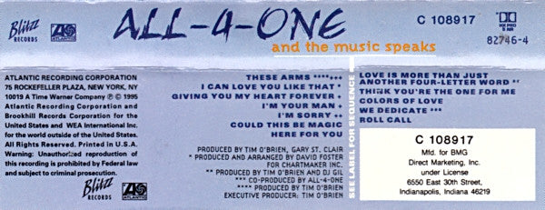All-4-One : And The Music Speaks (Cass, Album, Club)
