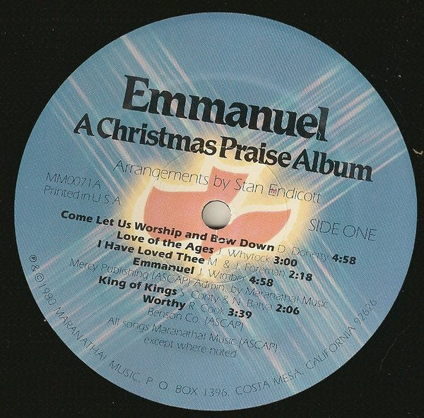 The Maranatha Singers & Praise Strings : Emmanuel, A Christmas Praise Album (LP, Album)