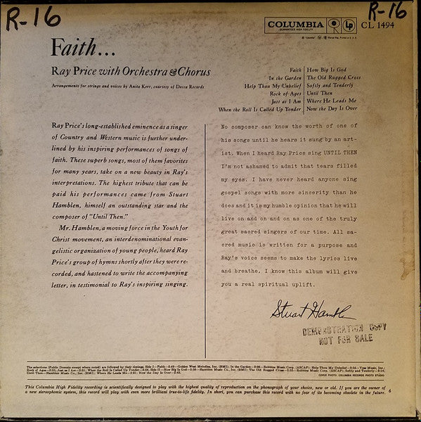 Ray Price : Faith... (LP, Mono)