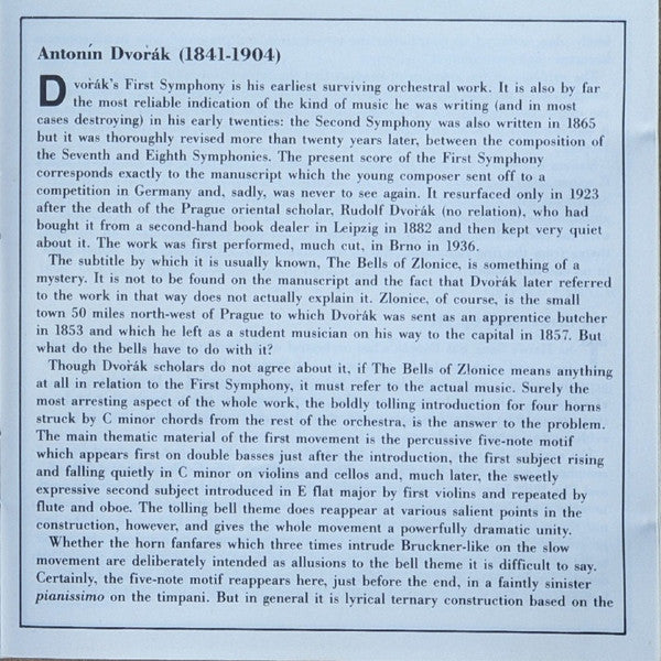 Antonín Dvořák / Royal Scottish National Orchestra Conducted By Neeme Järvi - Symphony No. 1 ' The Bells Of Zlonice' - The Hero's Song Symphonic Poem Op. 111 (CD) (VG+) - Endless Media