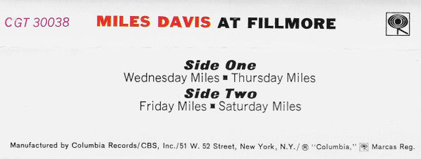 Miles Davis : Miles Davis At Fillmore (Cass, Album, Gre)